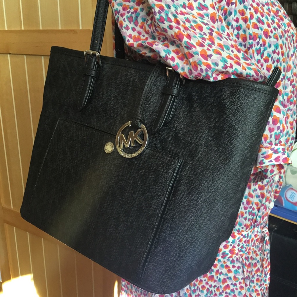 Michael Kors PVC Signature Jet Set Pocket Tote